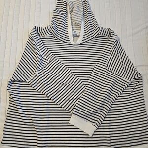 Old Navy Navy Blue and White Striped Hoodie